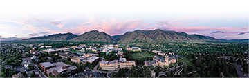 View of Logan campus at sunset