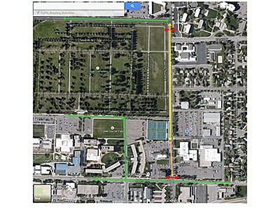map of traffic closure at USU along 1200 east