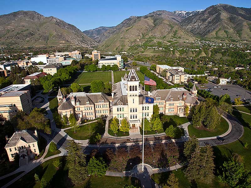 Aerial view of USU campus