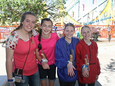 Teens at amusement park