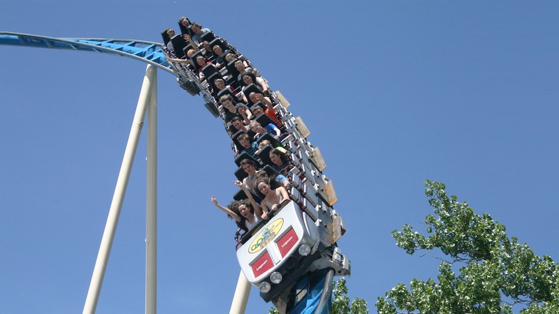 Teens on rollercoaster.