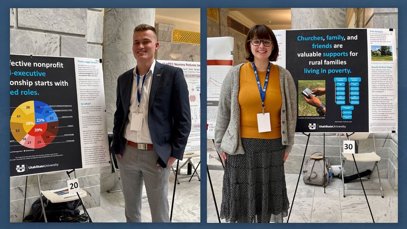 A composite image of two student researchers.