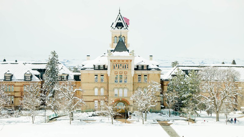 Old Main in winter.