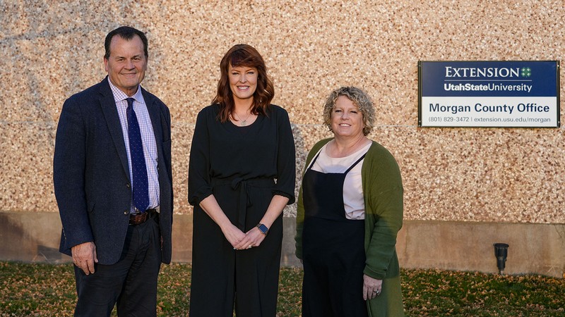 Ken White, Amanda Christensen and Heidi LeBlank at the USU Extension Morgan County Office.