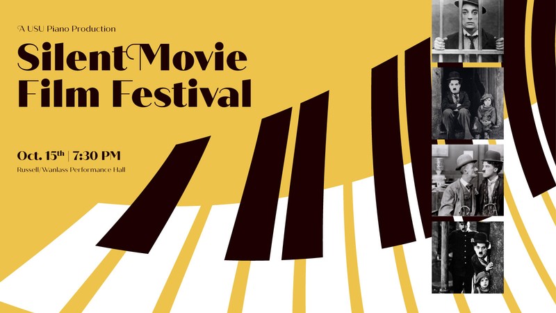 Text Reads: A USU Piano Production. October 15, 7:30 p.m., Russell Wanlass Performance Hall.