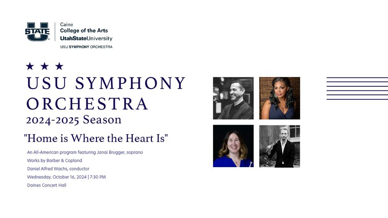 Text Reads: Home is Where the Heart Is. An All-American program featuring Janai Brugger, soprano.