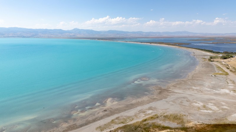 An aerial view of Bear Lake.