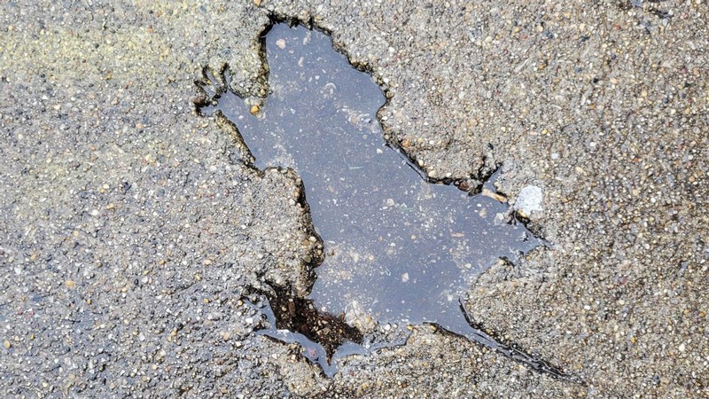 A rat-shaped indent in a sidewalk.