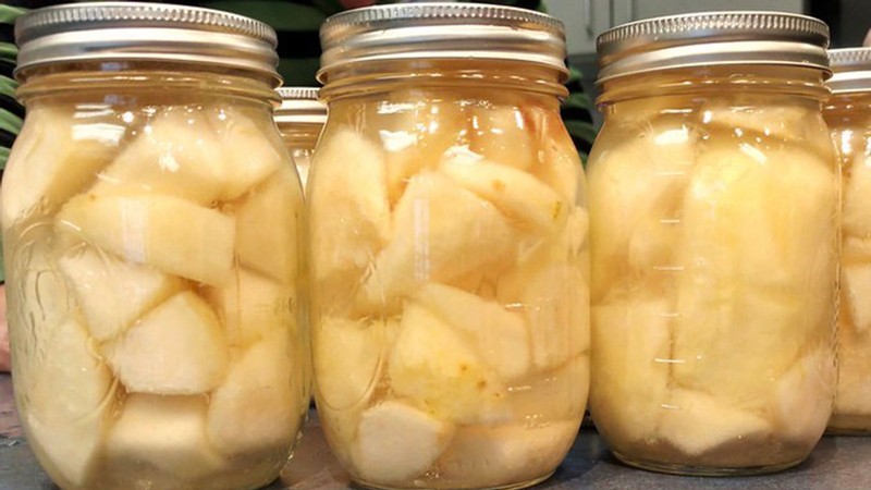 Canned peaches.