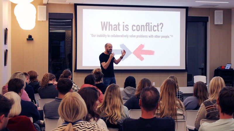 A person giving a presentation.