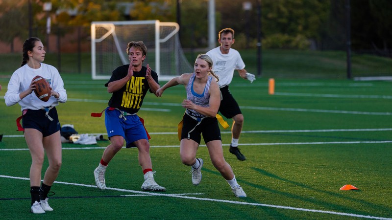 People playing flag football.