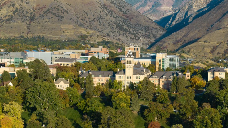 The USU Logan campus in fall.