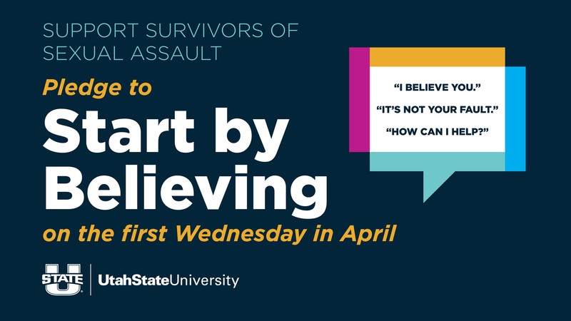 Text Reads: Support survivors of sexual assault. Pledge on the first Wednesday in April.