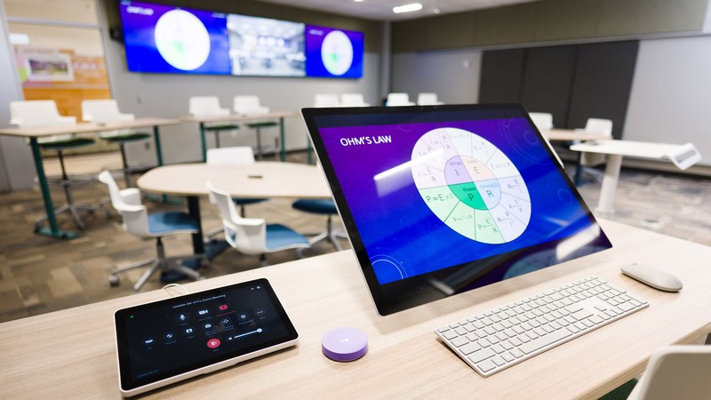 A distance learning classroom.
