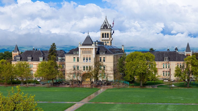 Old Main and the Quad at USU's Logan campus.