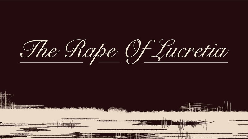 An opera poster. Text reads: The Rape of Lucretia.