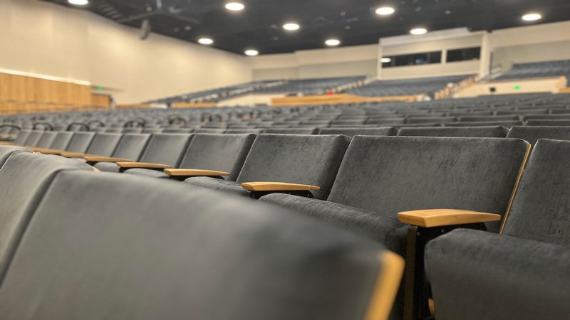 Seats in the Daines Concert Hall.