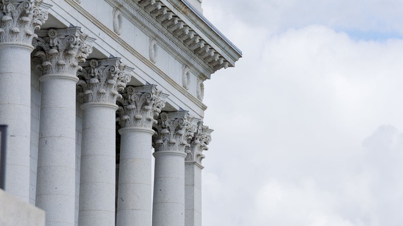 Ornate columns on the Utah State Capitol.