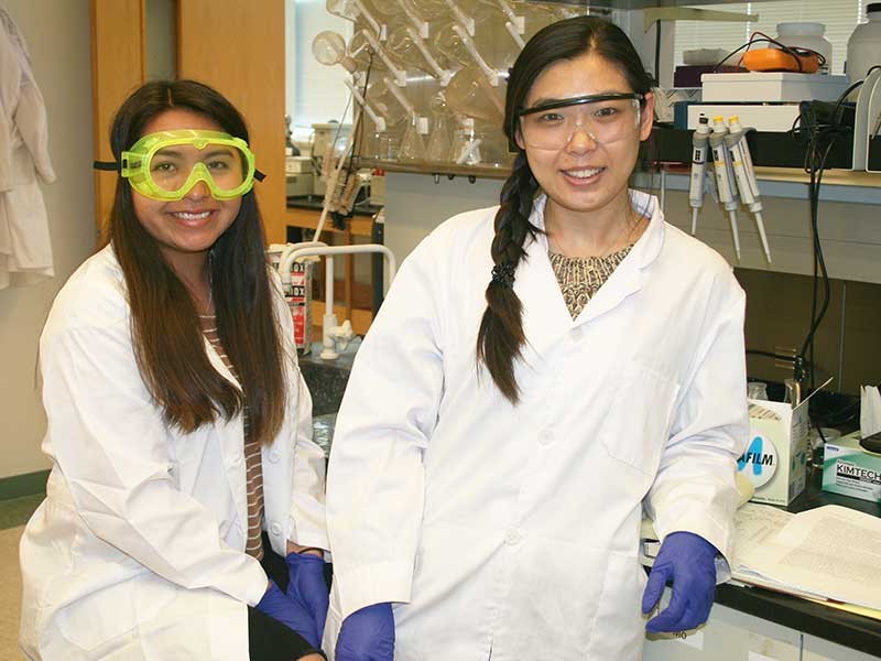 Students in USU chemistry lab