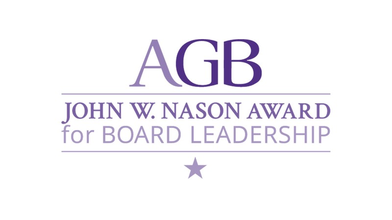 Text Reads: AGB John W. Nason Award for Board Leadership.