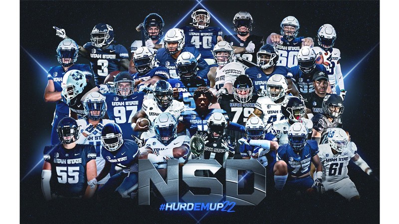This composite image shows all 33 of the USU football signees for 2022.