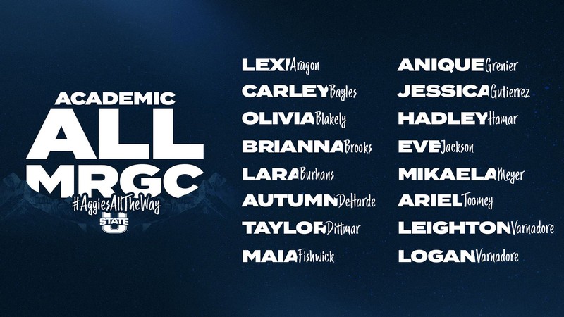 Banner with word: Academic All MRGC and 16 student athlete names.