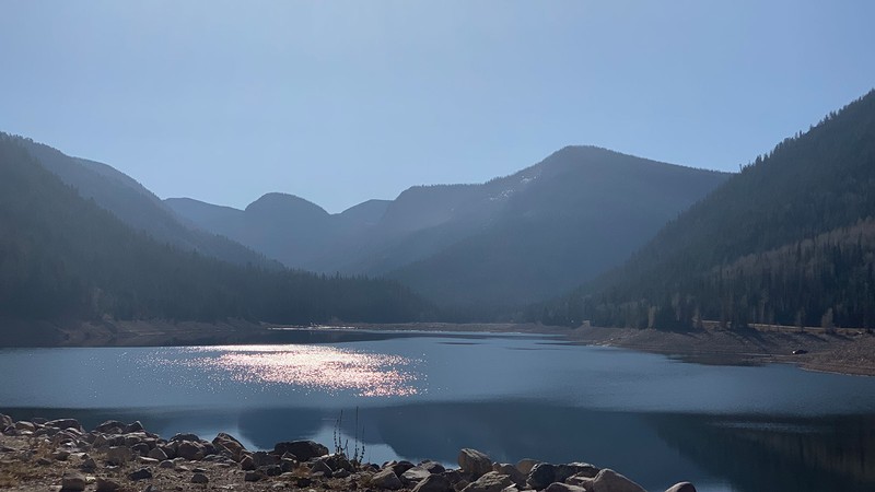 Looking south east over the full extent of Smith Morehouse reservoir.