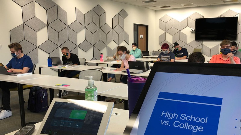students in a classroom lab.