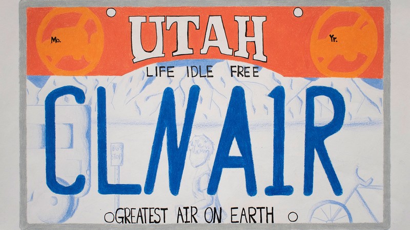 A drawing of a Utah license plate bears the serial number 