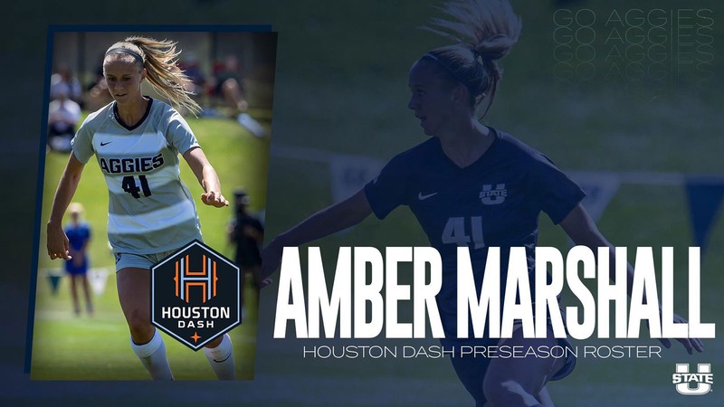 USU Soccer Alum Amber Marshall on the field.