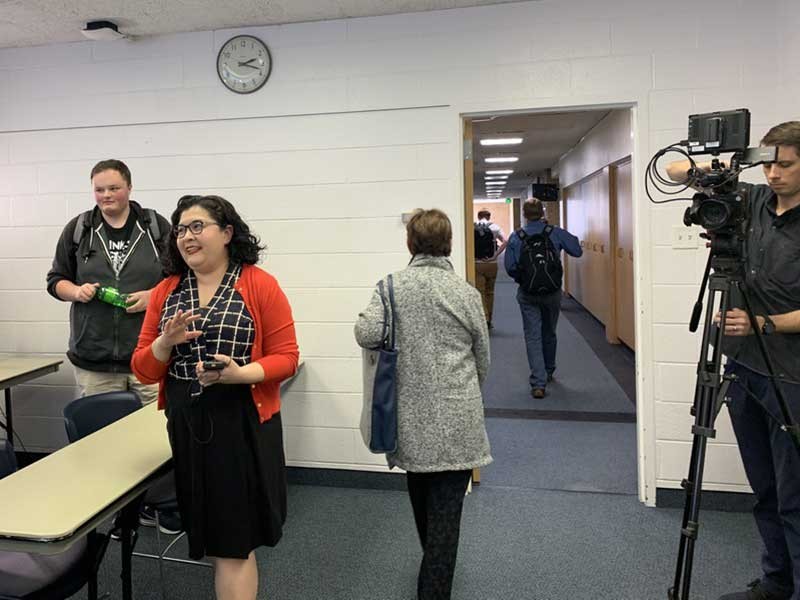 Angela Diaz talks during C-SPAN filming