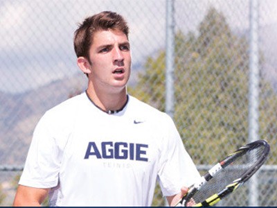 an Aggie men's tennis team member