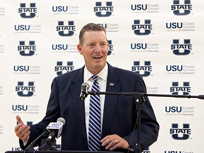 USU Athletics Director John Hartwell at his introductory press conference