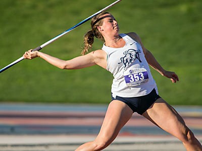 a USU track and field athlete competing