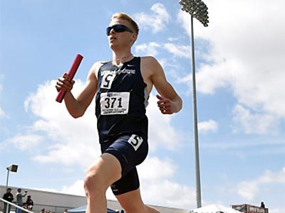 USU track and field athlete Cole Lambourne in action