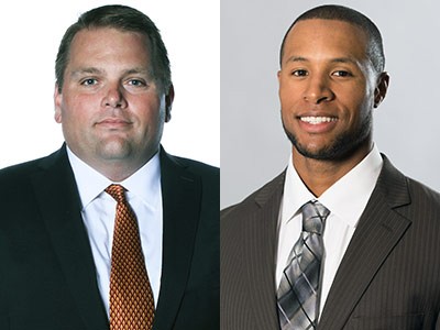 USU football coaches Steve Farmer and Jovon Bouknight