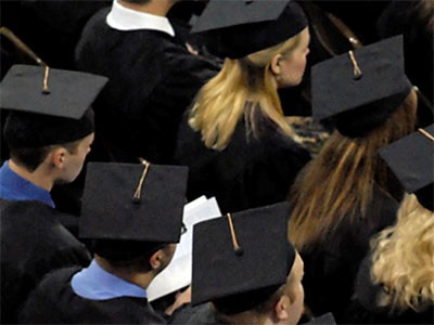 students at commencement ceremony