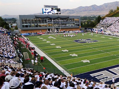 fans at USU Maverik Stadium