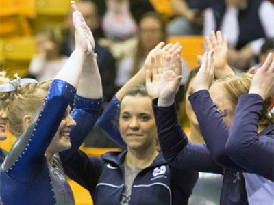 USU gymnasts celebrating