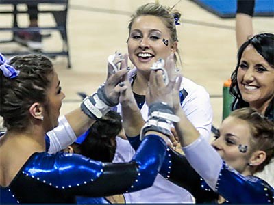 USU gymnasts celebrating