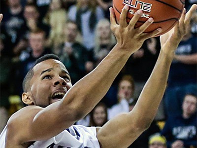 USU men's basketball player in action