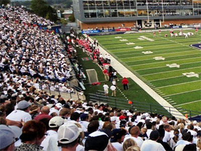 the crowd at USU's Romney Stadium