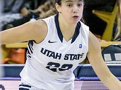 USU women's basketball player in action