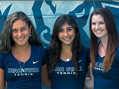 Nini Guensler, Sabrina Demerath and Meghan Lyall, USU women's tennis captains