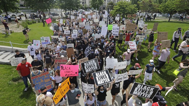 students protesting for Black Lives Matter.