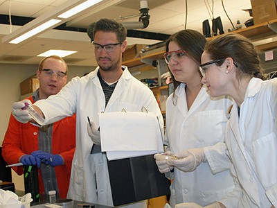 USU students in spider silk lab