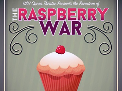 a graphic illustration of the short opera 'The Raspberry War' premiering at Utah State University