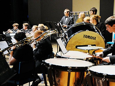 students in a USU band
