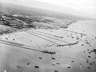 an aerial view of the Mulberry Harbour B