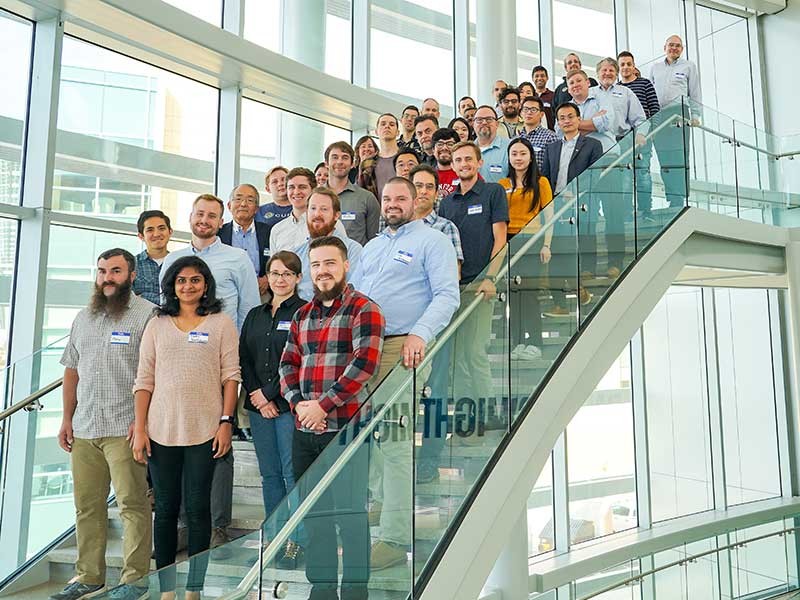 Scientists and engineers gathered on campus